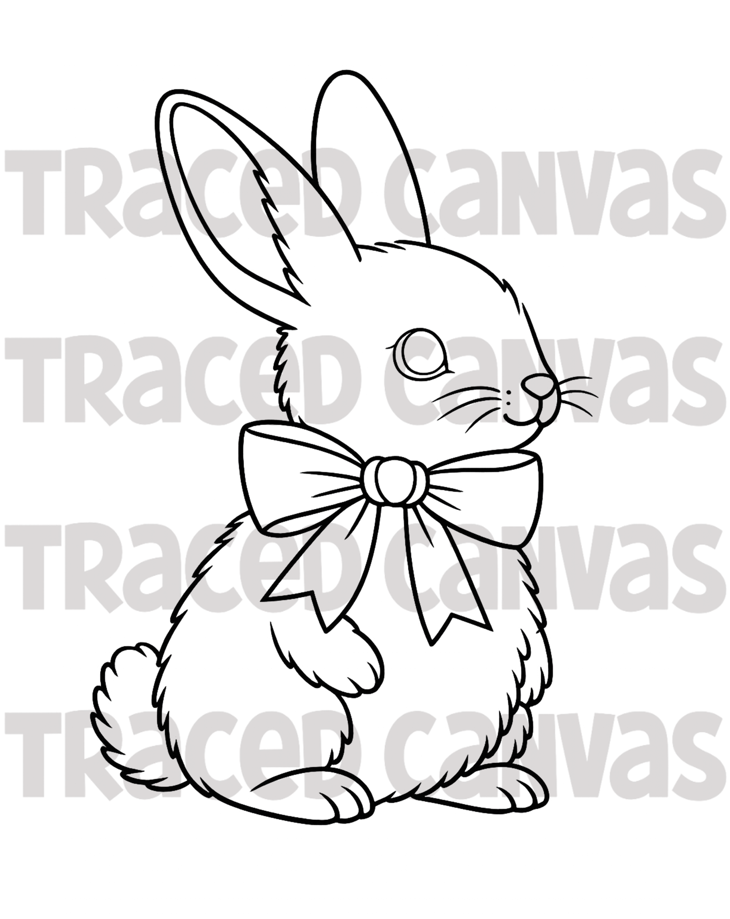 Bow Bunny - Traced Canvas