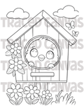 Chicky Birdhouse - Traced Canvas