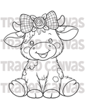 Girl Cow - Traced Canvas