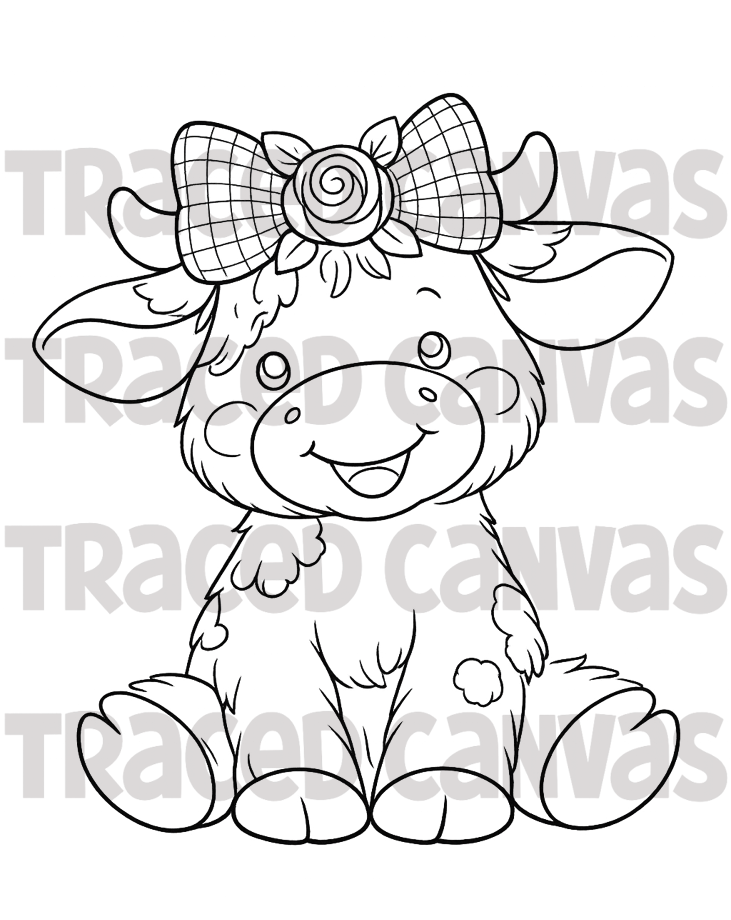 Girl Cow - Traced Canvas